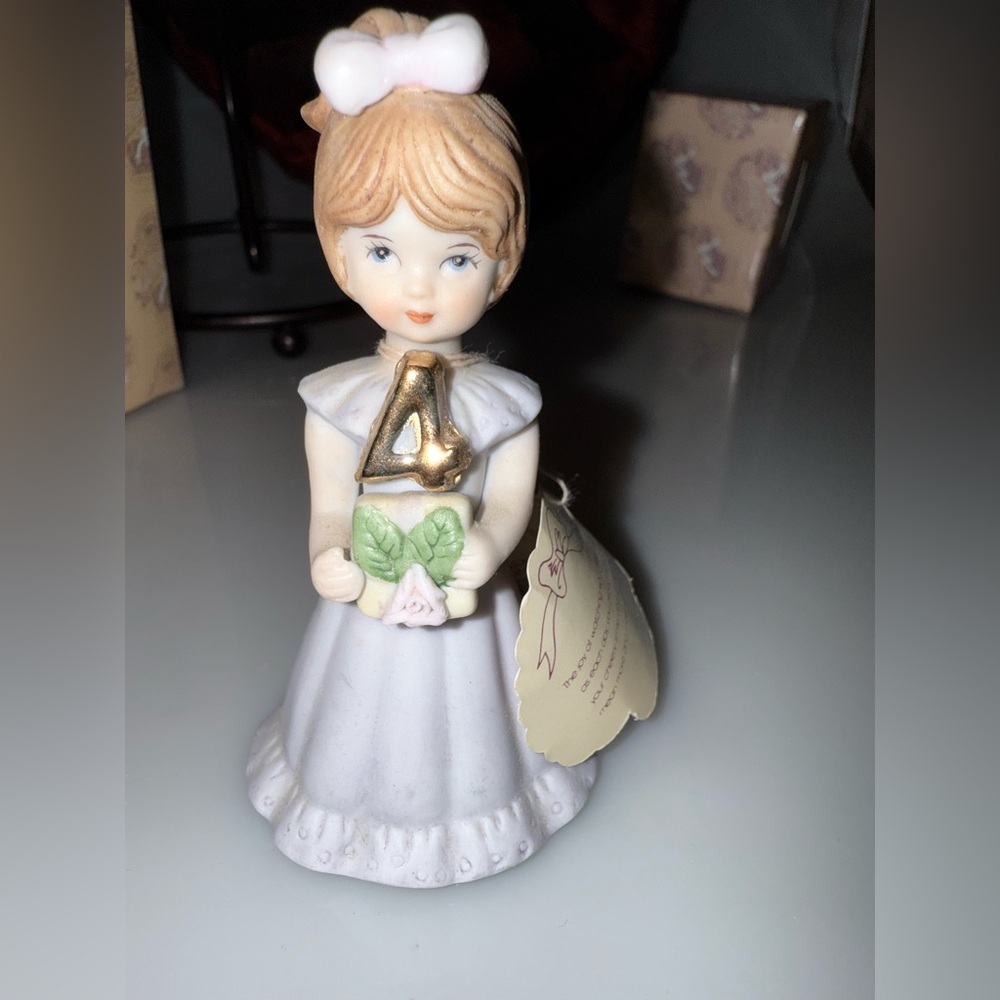Porcelain Girl Figurine with Gold Number